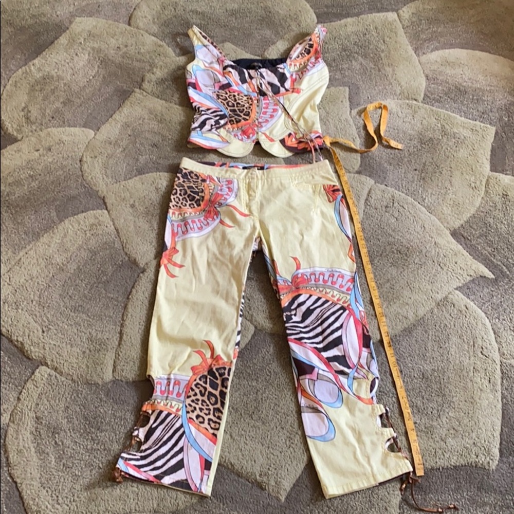 ROBERTO CAVALLI SET corset tank & capri pants